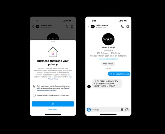 Instagram Adds Transparency Labels to Business Chats