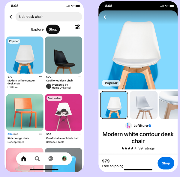 Pinterest Shopping from Search
