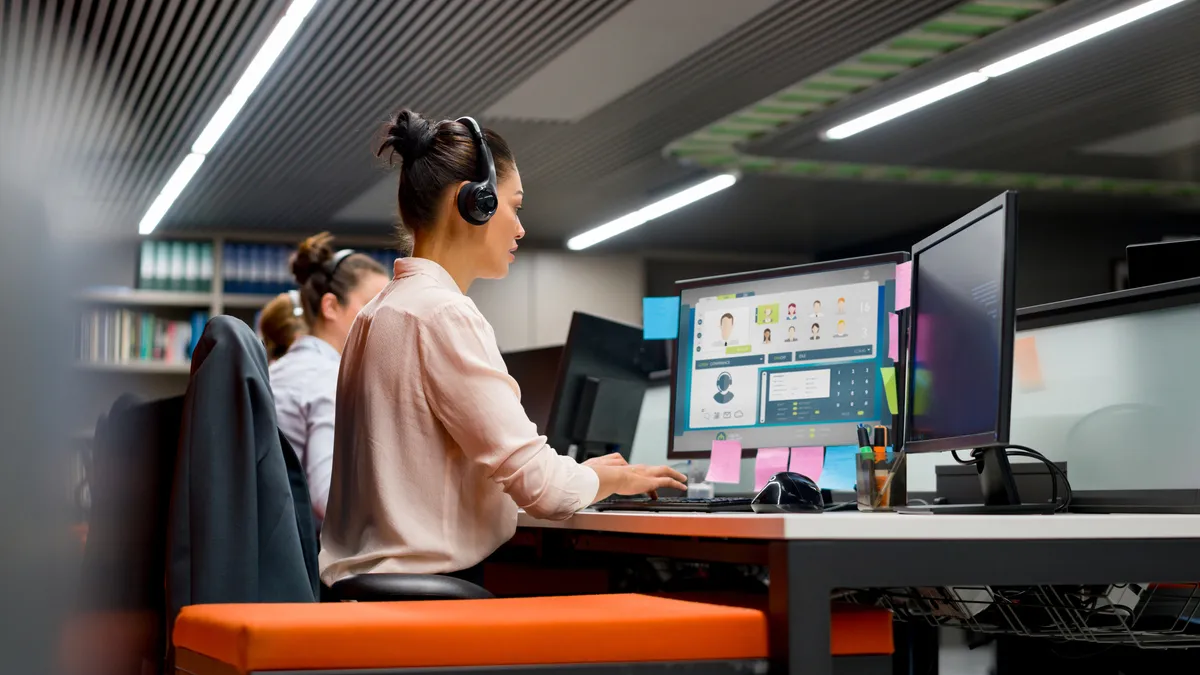 Employees working at a call center