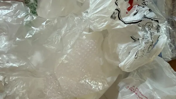 a close-up of film plastic and plastic bags