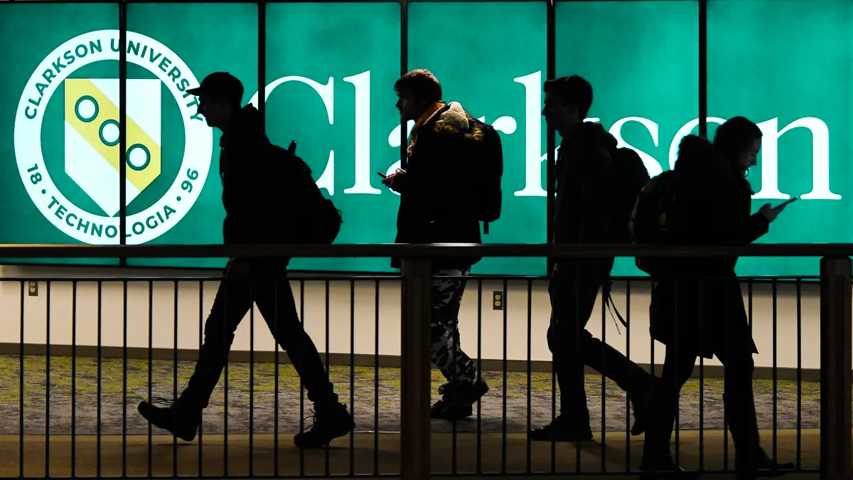 Clarkson University campus and students walking