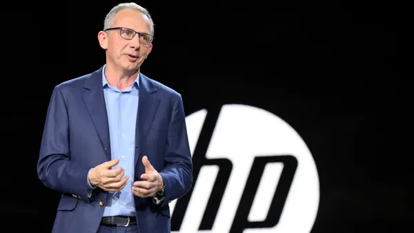 HP President and CEO Enrique Lores speaks during a keynote address at CES 2023 at the Venetian Las Vegas on Jan. 4, 2023 in Las Vegas.