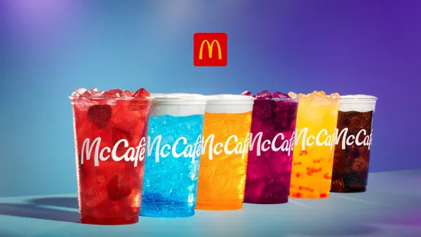 Six drinks, all colorful, comprising the vanguard of McDonald's post-CosMc's premium drinks lineup.