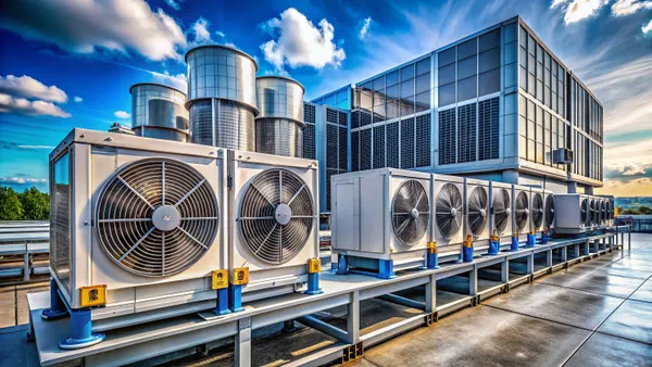 HVAC machines on top of a building