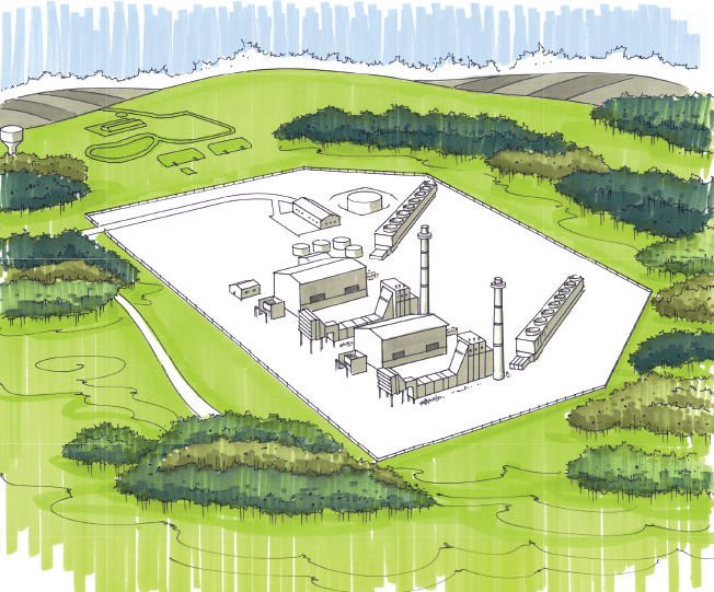 Rendering of $1.3 billion South Field Energy combined-cycle plant