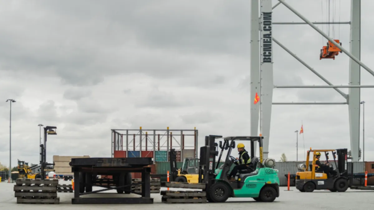 Forklifts operated by BCMEA at Canadian ports.