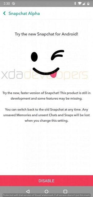 Snapchat's 'Alpha' version