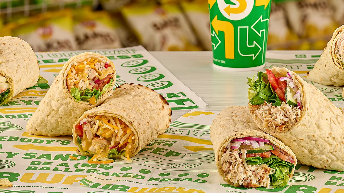 A photo of four Subway lavash wraps