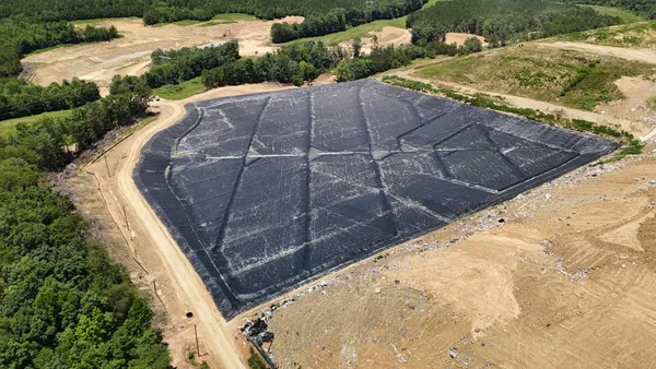 Aerial view of a recently expanded cell at the Murray County Landfill in Georgia.