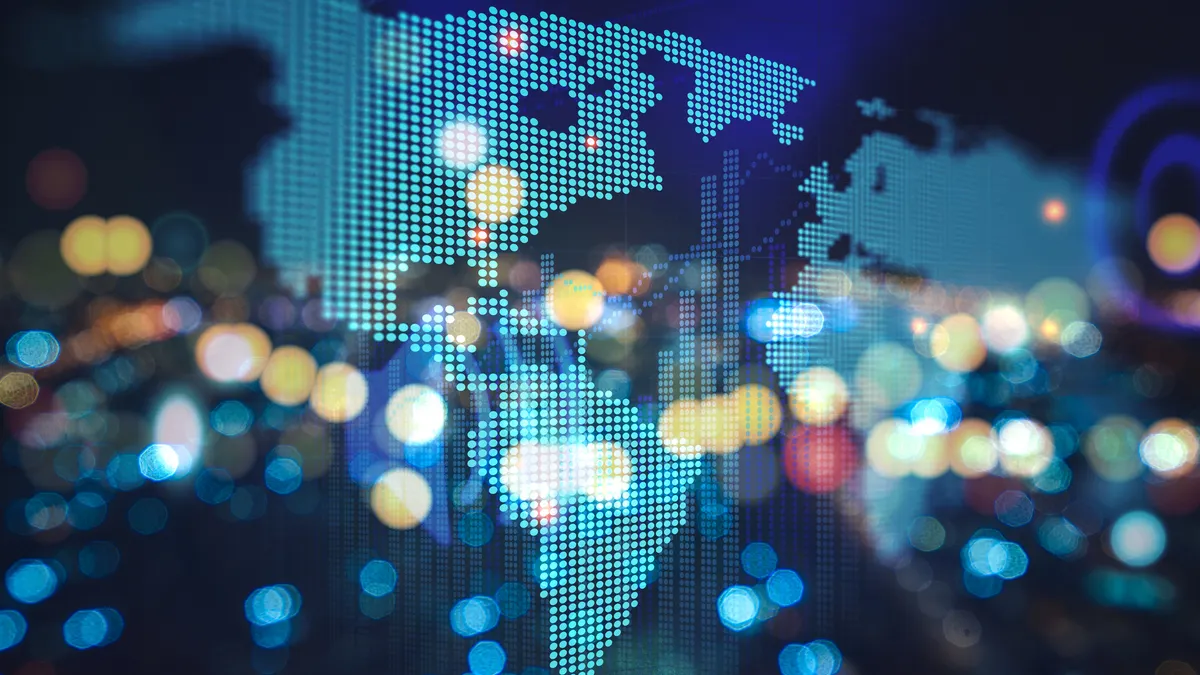 Futuristic earth map technology abstract background