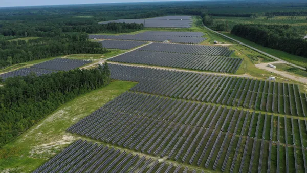 Large solar farm seen from above.