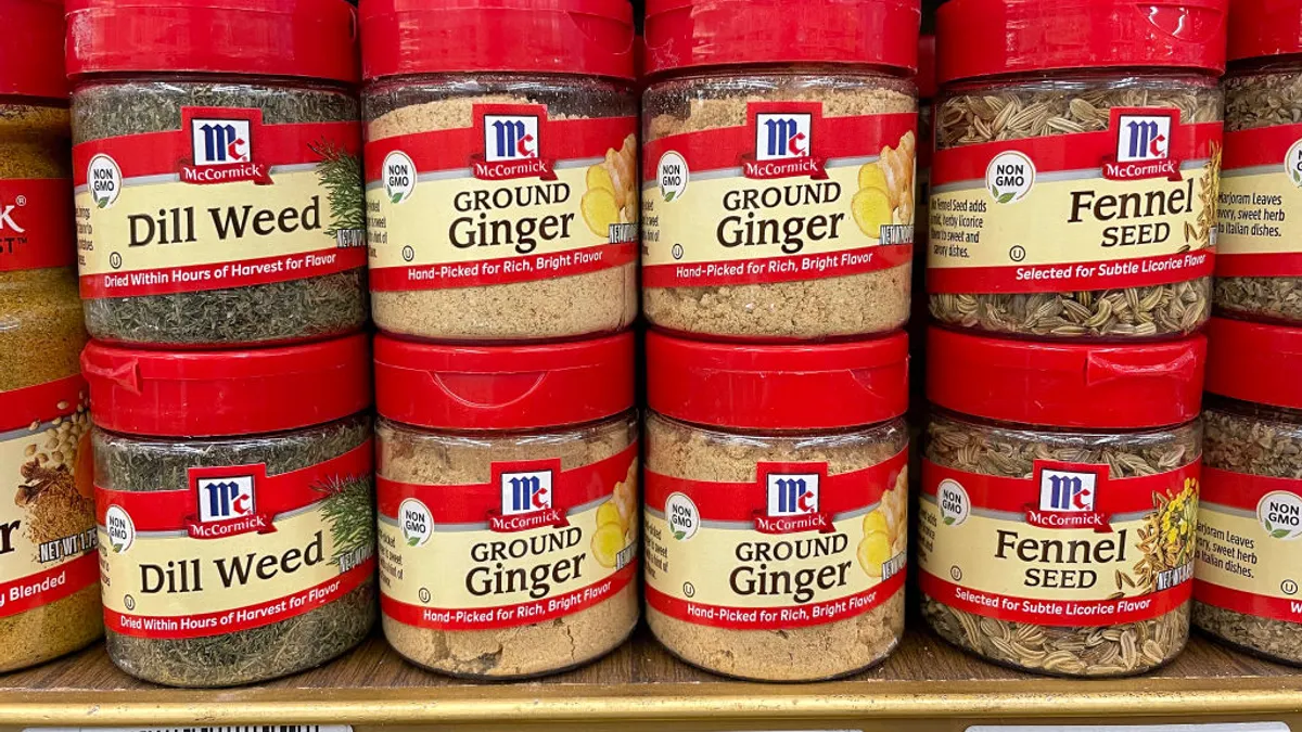 McCormick spices desplayed on a supermarket shelf