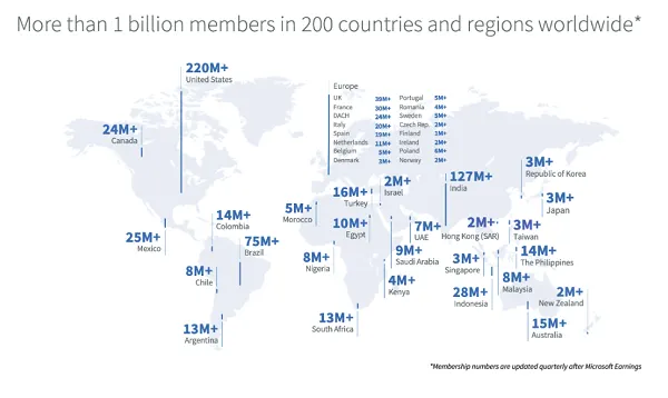 LinkedIn member map