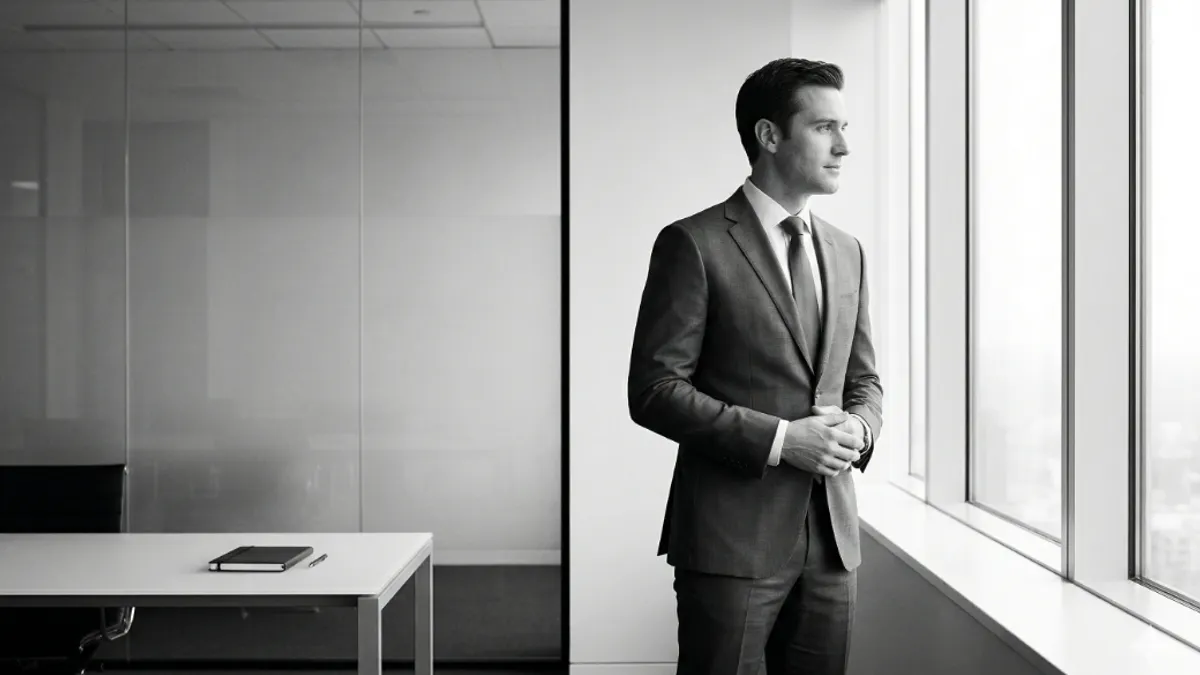 Businessman near window