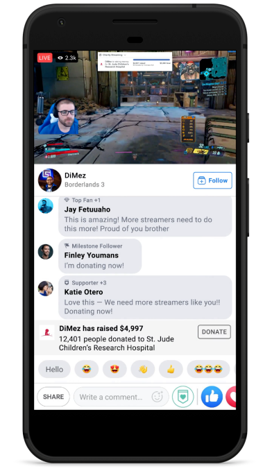 Facebook charity live-stream