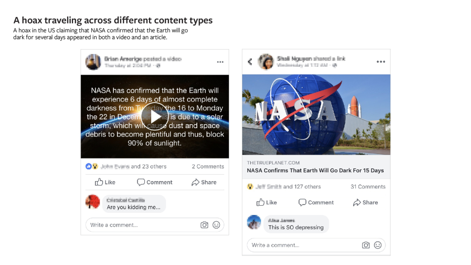An example of a Facebook hoax