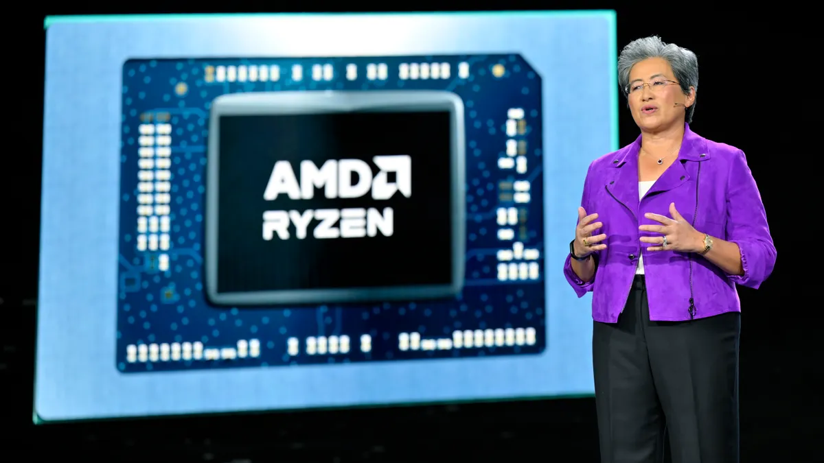 AMD CEO Lisa Su speaks at a conference.