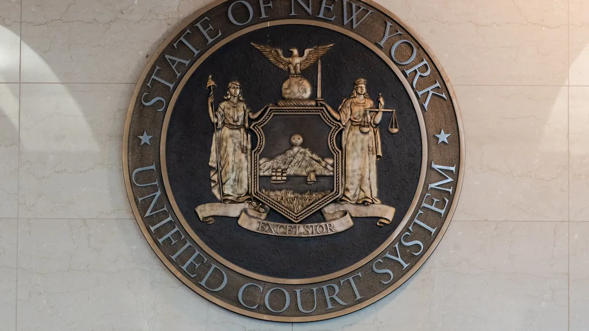 New York Unified Court System seal at Brooklyn courthouse