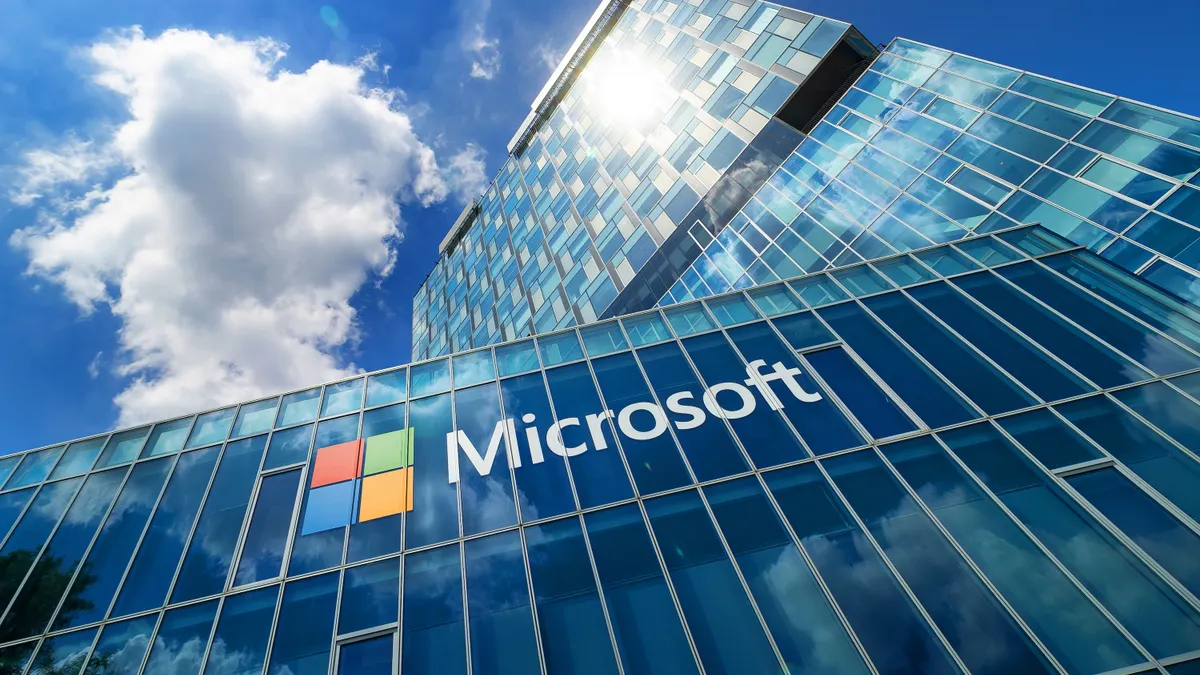 View of Microsoft Romania headquarters in City Gate Towers on June 4, 2022, in Bucharest, Romania