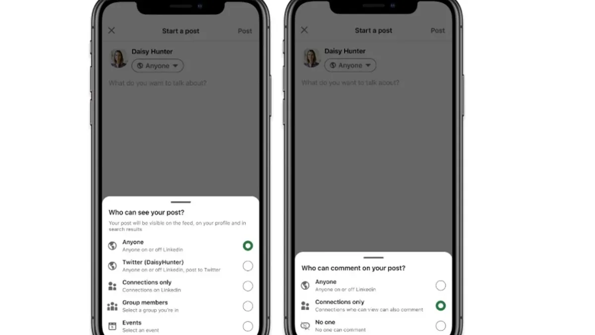LinkedIn conversation controls