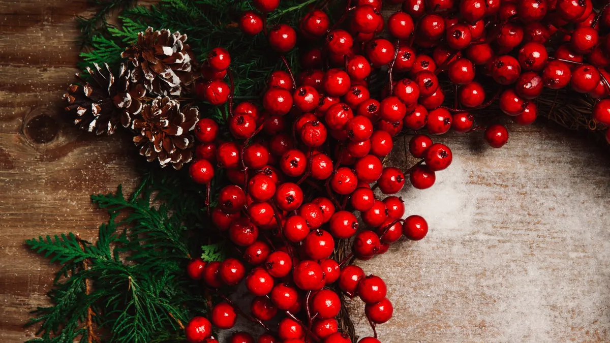 Holiday wreath with berries.