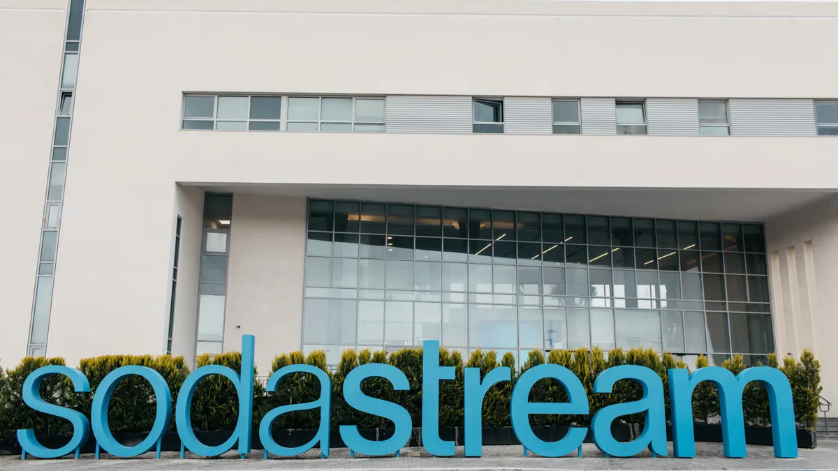 Sodastream logo in front of building