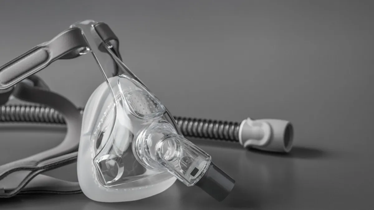 A plastic mask used with a CPAP device