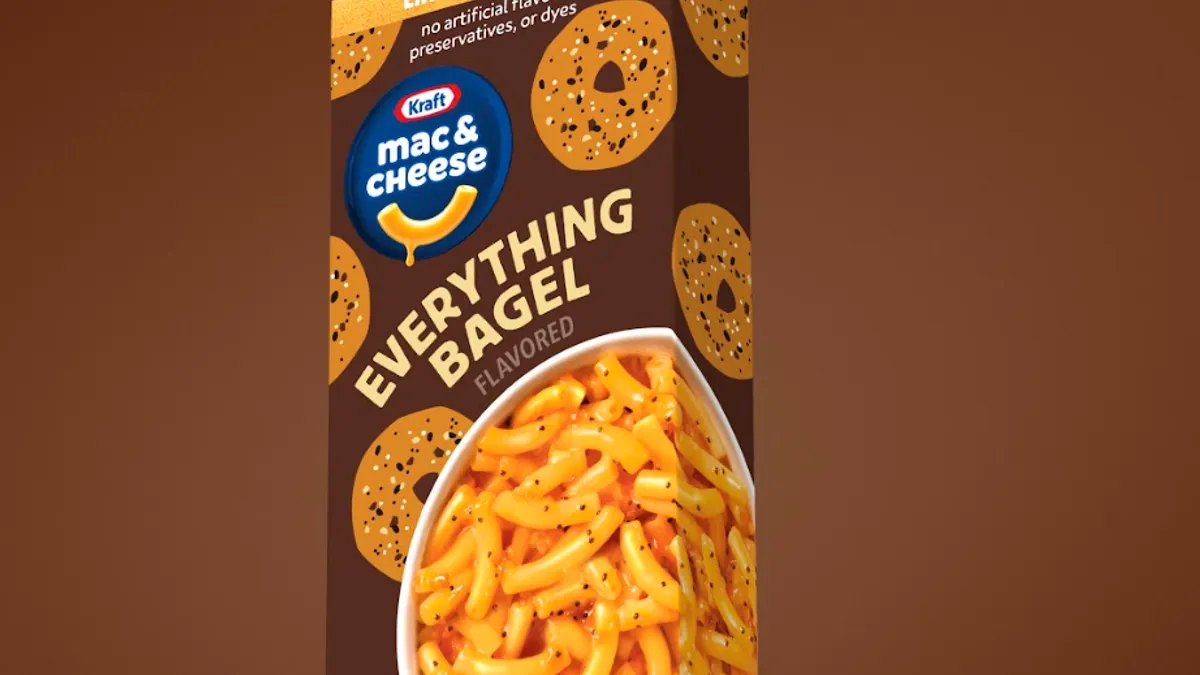 A box of Kraft Heinz's Everything Bagel Flavored Mac & Cheese.