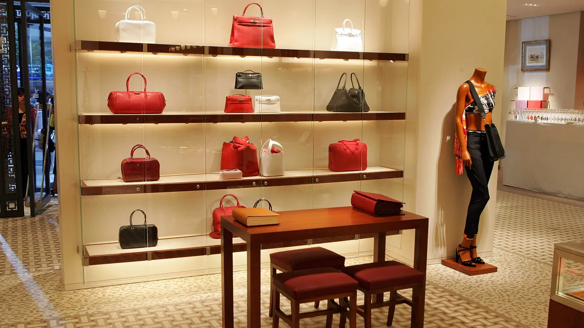 The interior of an Hermès store.