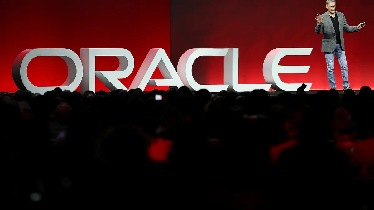 Oracle co-founder and Chairman Larry Ellison delivers a keynote address during the Oracle OpenWorld on October 22, 2018 in San Francisco, California.