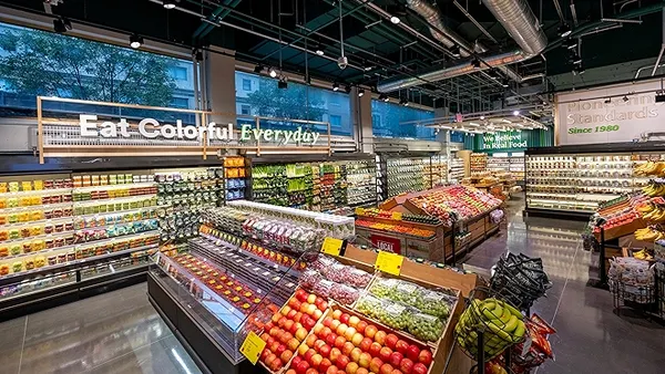 Interior of Whole Foods' inaugural Daily Shop location in Lenox Hill, New York City.