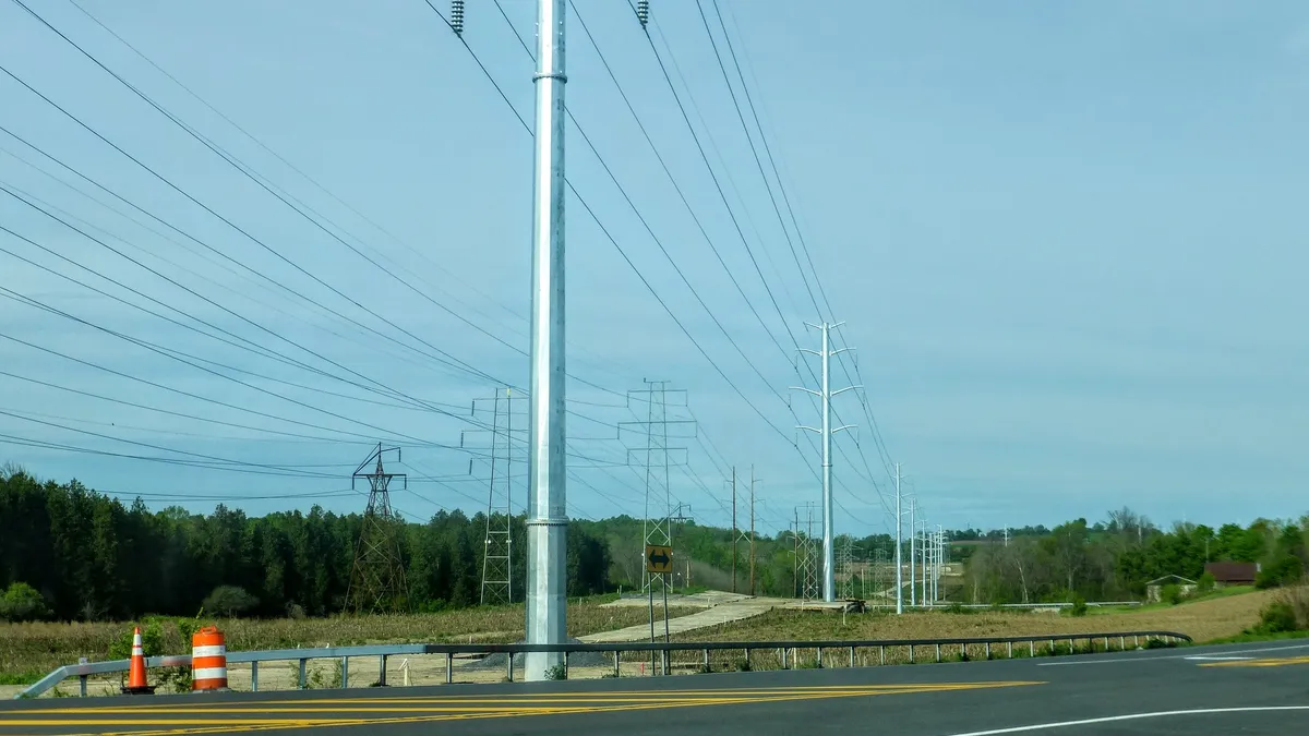 Newly built power lines in upstate New York.