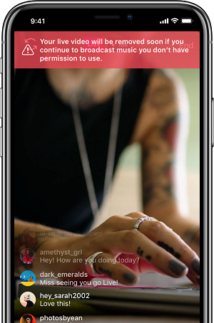 Facebook music warning